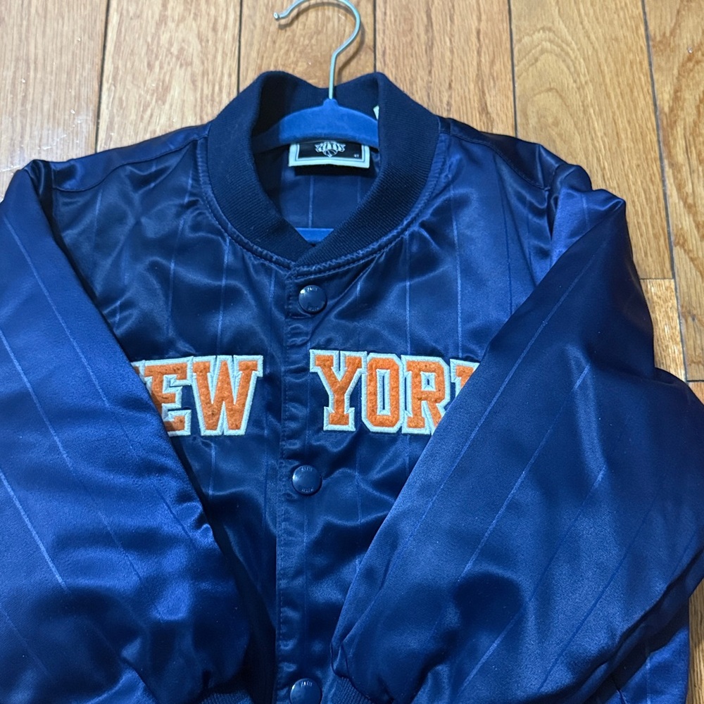 Kith Navy Blue 'New York' Letterman Jacket with Orange Trim - Picture 2 of 6
